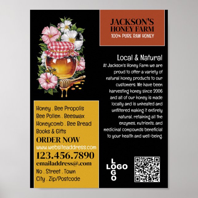 Affiche Jar de miel - Beeyard, Honey Farm Publicité (Devant)