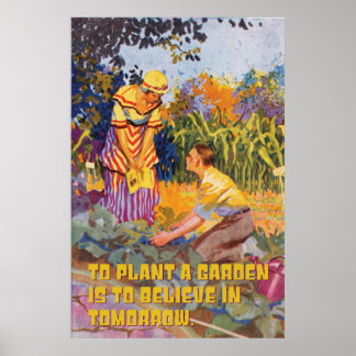 Affiche Jardin À Croire En Demain Art Vintage Coloré