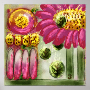 Affiche Jardin Abstrait, Peinture Numérique