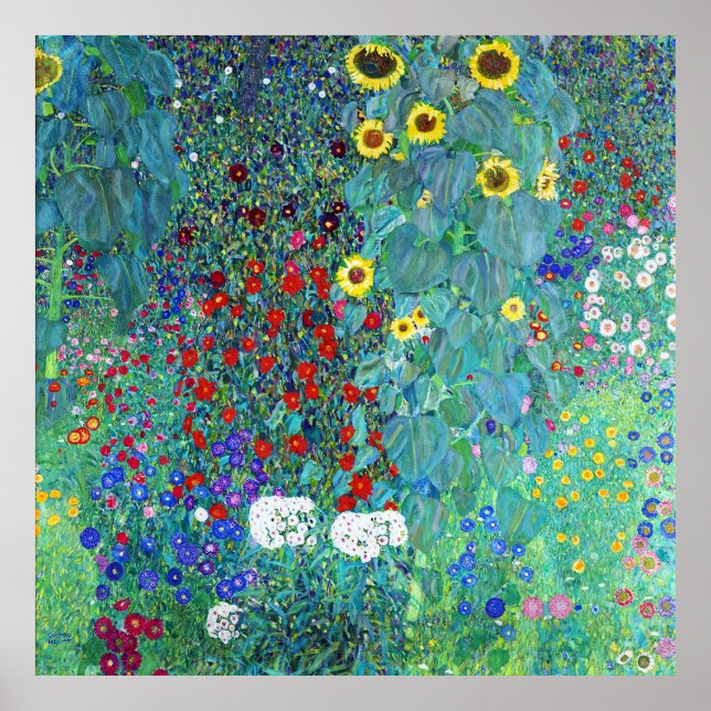 Affiche Jardin agricole avec tournesol par Gustav Klimt (Devant)