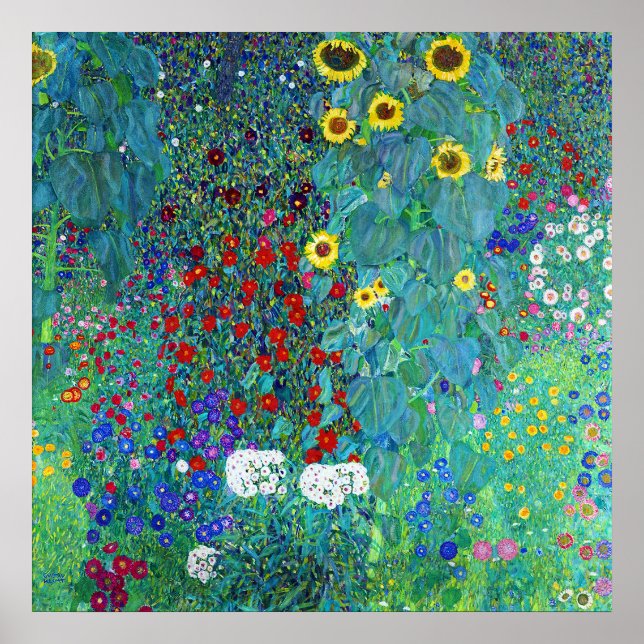 Affiche Jardin agricole avec tournesols, Gustav Klimt (Devant)
