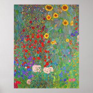 Affiche Jardin agricole de Gustav Klimt avec tournesols