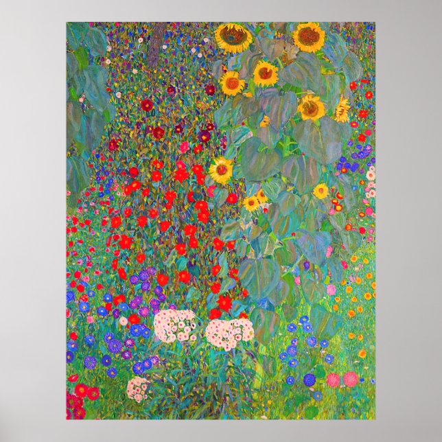 Affiche Jardin agricole de Gustav Klimt avec tournesols (Devant)
