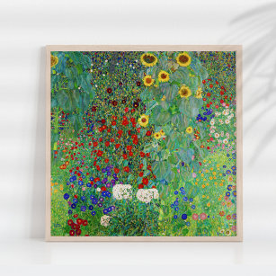 Affiche Jardin Agricole Gustav Klimt Avec Peinture De Fleu