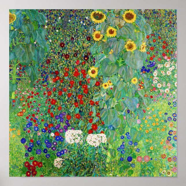 Affiche Jardin Agricole Gustav Klimt Avec Peinture De Fleu (Devant)