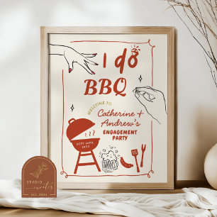 Affiche Jardin arrière dessiné à la main Je fais un barbec