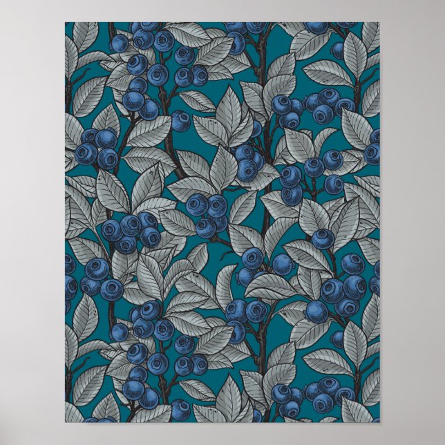 Affiche Jardin aux bleuets, bleu et gris (Devant)