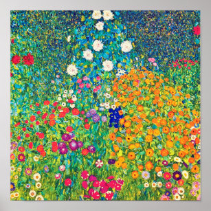 Affiche Jardin aux fleurs, Gustav Klimt