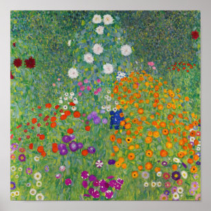 Affiche Jardin aux fleurs Gustav Klimt Art Vintage Art Nou