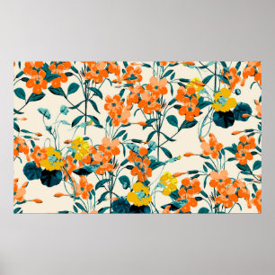 Affiche Jardin aux fleurs. Petites fleurs mignonnes et bra