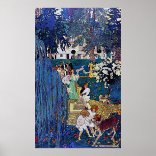 Affiche Jardin avec chien et chat, Jessie Willcox Smith