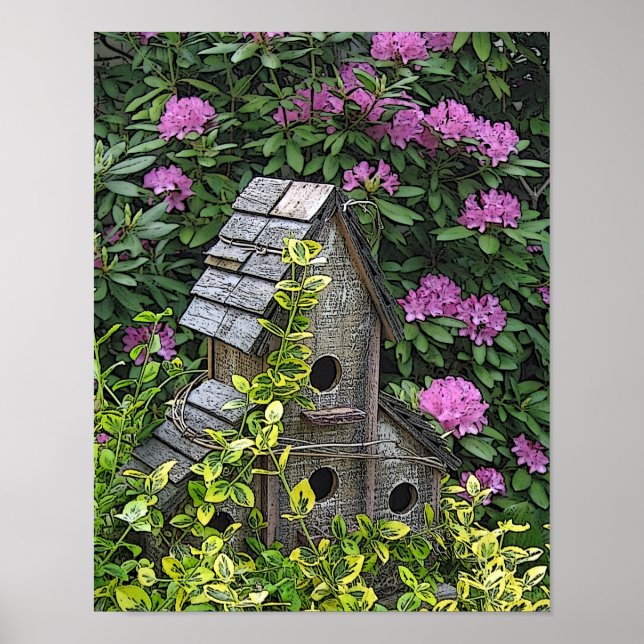 Affiche Jardin Birdhouse Photo Art (Devant)