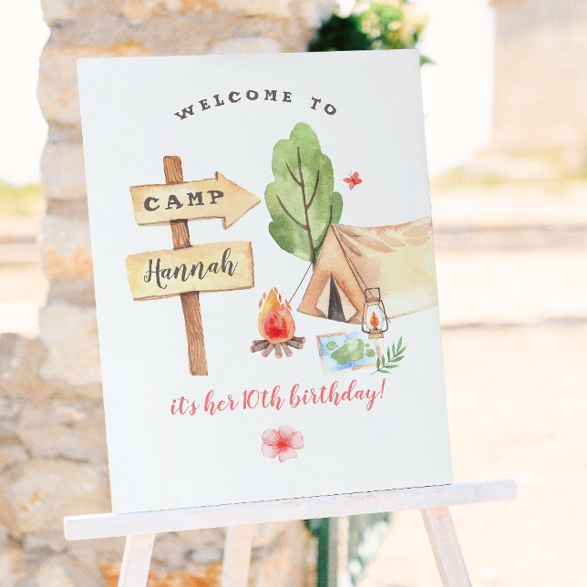 Affiche Jardin Camping Filles Fête d'anniversaire (Créateur téléchargé)