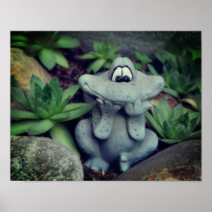 Affiche Jardin Cute Grenouille Jardin Succulent