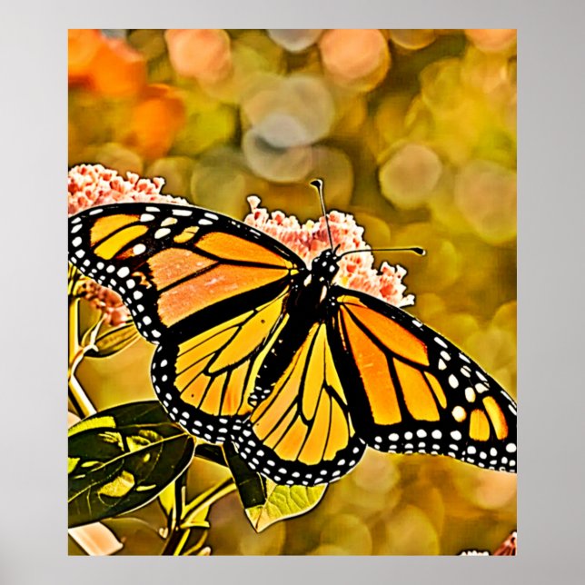 Affiche Jardin d'art papillon monarque (Devant)