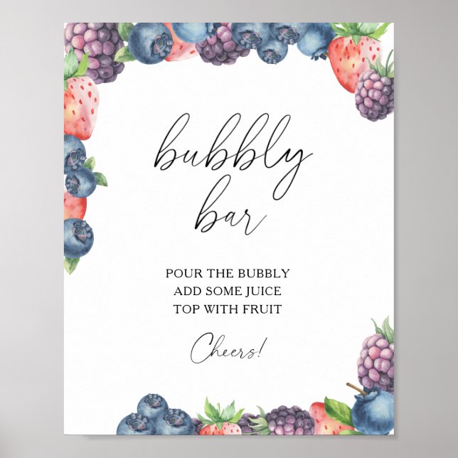 Affiche Jardin de baies à l'aquarelle - bar pétillant (Devant)
