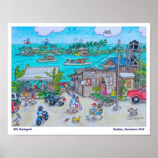 Affiche Jardin de BJ, Roatan, Honduras (Devant)