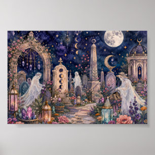 Affiche Jardin de cimetière fantôme Whimsigoth céleste sor