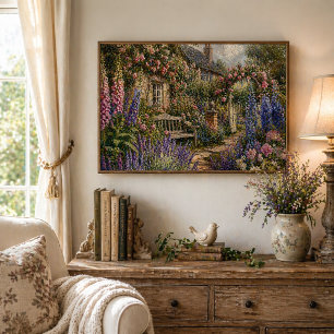 Affiche Jardin de Cottage Anglais Fleur Romantique