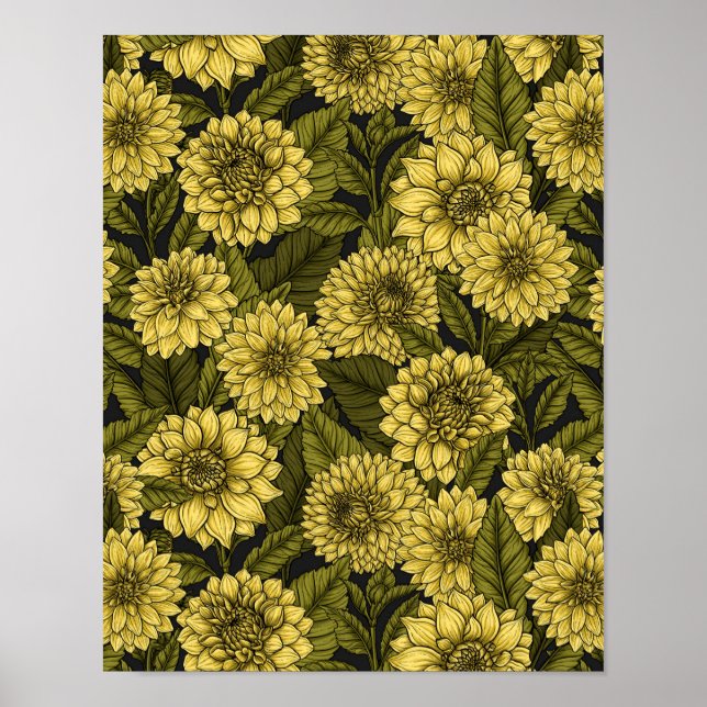 Affiche Jardin de Dahlia jaune (Devant)
