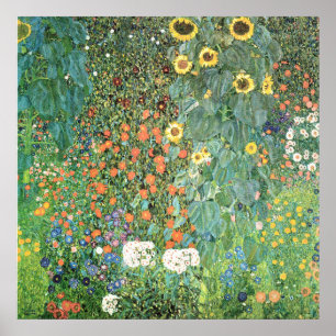 Affiche Jardin de ferme avec tournesols de Gustav Klimt