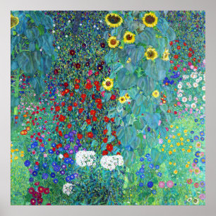 Affiche Jardin de ferme avec tournesols de Gustav Klimt