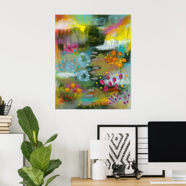 Affiche Jardin de fleurs abstrait 2 Peinture florale botan (Bureau à domicile)