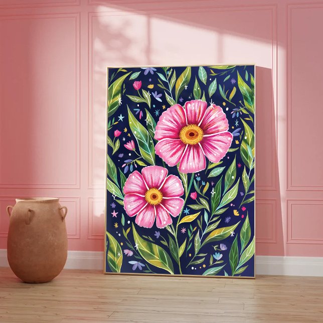 Affiche Jardin de fleurs colorées Illustration botanique (Créateur téléchargé)