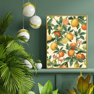 Affiche Jardin de Fleurs d'Agrumes Motif Sans Couture