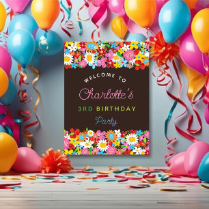 Affiche Jardin de fleurs de printemps coloré Bienvenue d'a