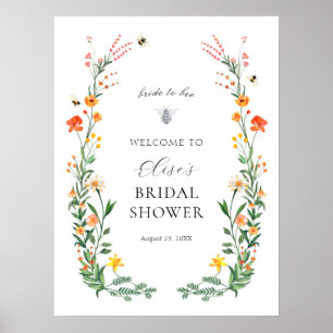 Affiche Jardin de fleurs sauvages de la mariée signe de bi