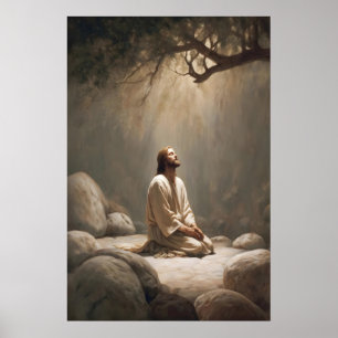Affiche Jardin de Gethsémani Jésus priant Jésus chrétien
