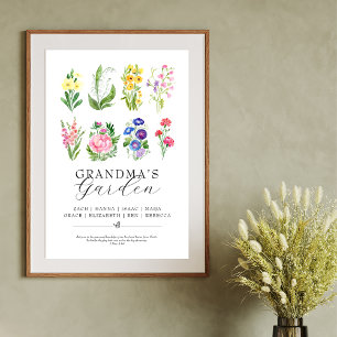 Affiche Jardin de grand-mère Fleurs de mois de naissance S
