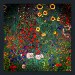 Affiche Jardin de la ferme Gustav Klimt avec tournesols<br><div class="desc">Poster représentant la peinture de Gustav Klimt Farm Garden with Sunflowers (1907). Un beau jardin de tournesols et de belles fleurs bleues,  rouges,  violettes,  roses et blanches. Un grand cadeau pour les amateurs d'art Art Nouveau et autrichien.</div>