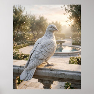 Affiche Jardin de la paix du pigeon de marbre