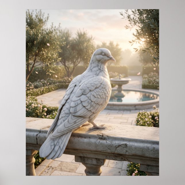 Affiche Jardin de la paix du pigeon de marbre (Devant)