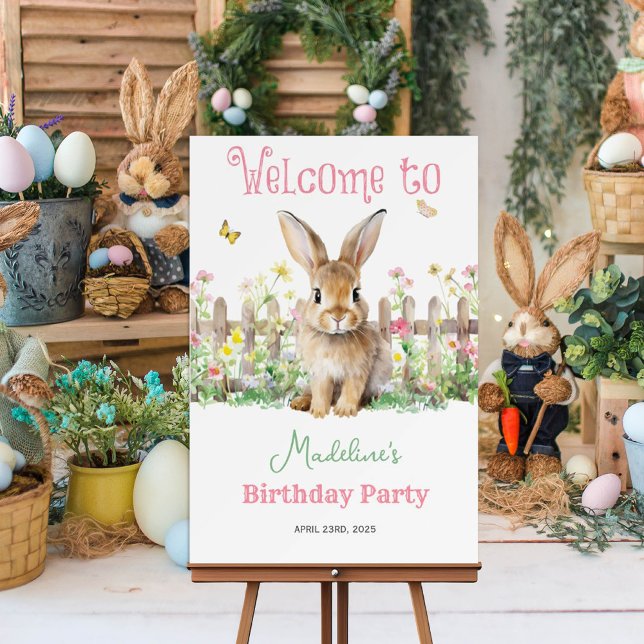 Affiche Jardin de lapin mignon *Panneau de bienvenue affic (Créateur téléchargé)