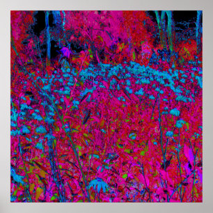 Affiche Jardin de lys magenta fleur pourpre psychédélique