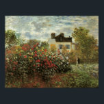 Affiche Jardin de Monet à Argenteuil par Claude Monet<br><div class="desc">Le Jardin de l'Artiste à Argenteuil (Un coin du Jardin avec Dahlias) (1873) de Claude Monet est un impressionisme vintage peinture de la nature florale d'art. Une ferme de campagne se trouve dans l'arrière - plan. Un couple amoureux passe devant un jardin romantique de printemps avec des roses en fleurs...</div>