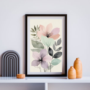 Affiche Jardin de murmures botaniques Art floral pastel