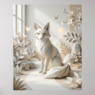 Affiche Jardin de papier Renard en origami