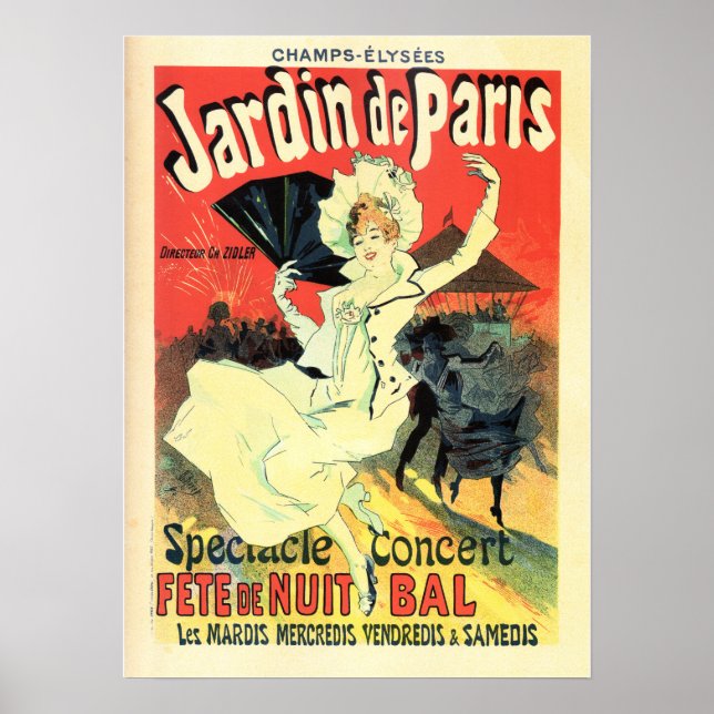 Affiche JARDIN DE PARIS Concert Théâtre Jules Cheret Paris (Devant)