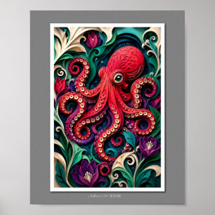 Affiche Jardin de Poulpe en Papier Vibrant