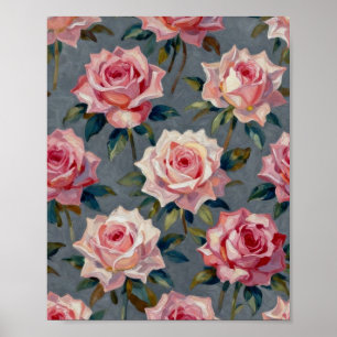 Affiche Jardin de roses aux teintes romantiques : F impast
