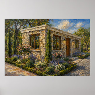 Affiche Jardin de roses et de lavande de Stone Cottage, pe