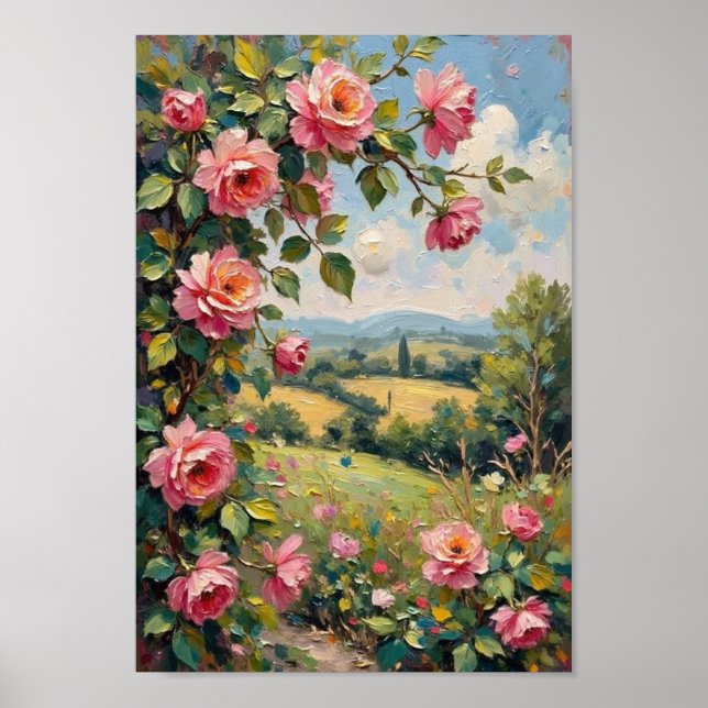 Affiche Jardin de roses vintage Art romantique (Devant)