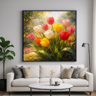 Affiche Jardin de tulipes - Style pictural