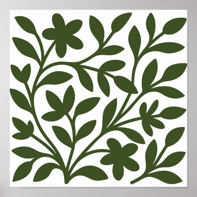 Affiche Jardin de vrilles Vert Feuilles Florales de Vigne (Devant)