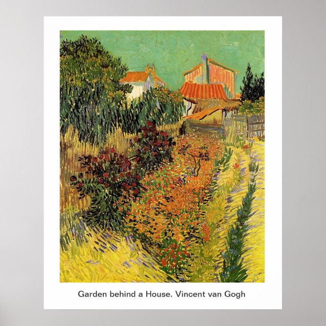 Affiche Jardin derrière une Maison. Vincent van Gogh. (Devant)