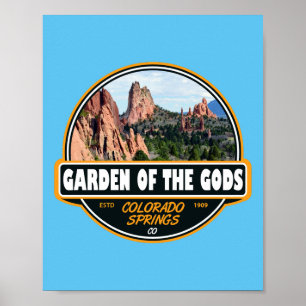Affiche Jardin des dieux Colorado Springs Emblem de voyage